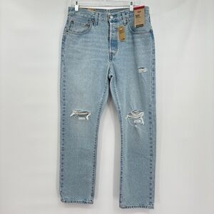 Levi’s Womens 501 Jeans Light Wash High Rise Straight Ripped Size 31 NEW